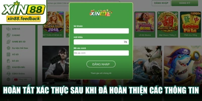 Hoàn tất xác thực sau khi đã hoàn thiện các thông tin